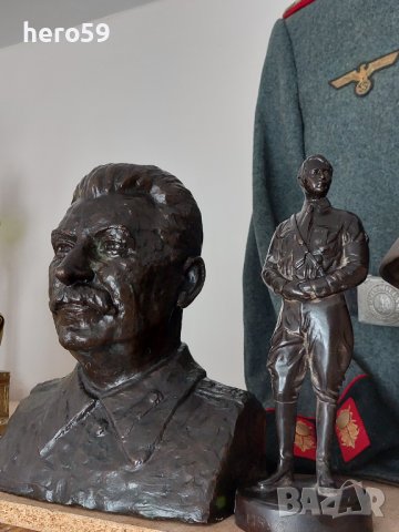 Огромен оригинален  бронзов бюст на Сталин1935-40г./бронз бронзови сребърен сребърни/, снимка 2 - Антикварни и старинни предмети - 41589572