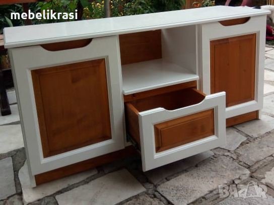 ТВ шкаф изработен от МДФ и масив с размер 122/60/40, снимка 4 - Шкафове - 34196740