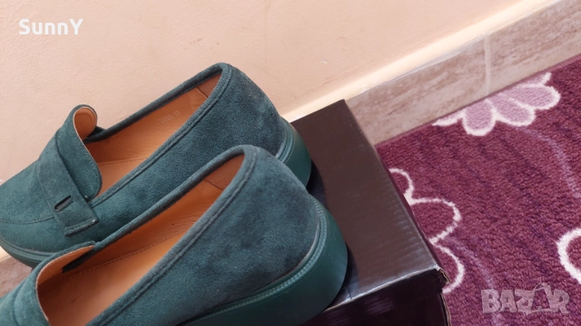 Зелени велурени мокасини, снимка 2 - Дамски ежедневни обувки - 52415912