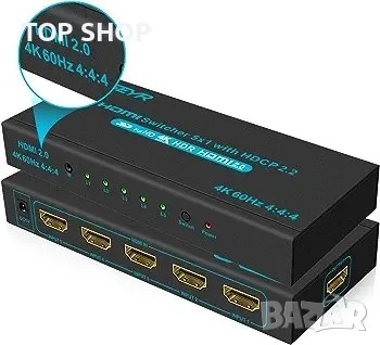 HDMI превключвател HDMI селекторен превключвател 5 порта HDR IR дистанционно 4K HDMI, снимка 5 - Друга електроника - 48747747