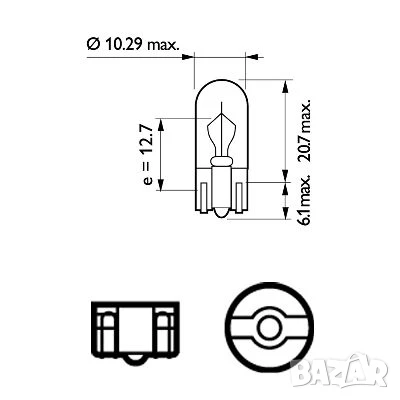 Крушка PHILIPS W3W 24V,3W W2,1x9,5D T10 № 13256CP, снимка 2 - Аксесоари и консумативи - 51126335