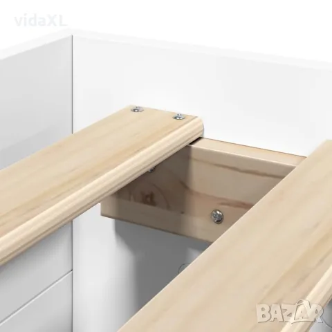vidaXL Рамка за легло, бяла, 90x200 см, масивно дърво, снимка 9 - Спални и легла - 56146891