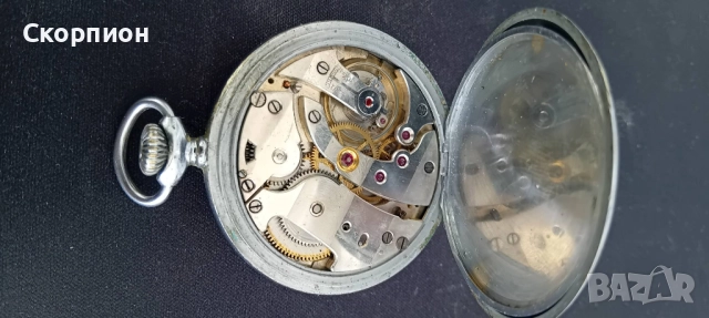 Швейцарски джобен часовник - Chronometre ARGENTAN CHROME, снимка 4 - Джобни - 51453087