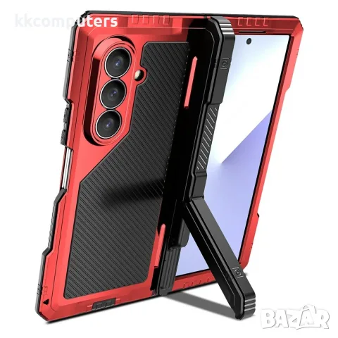 За Samsung Galaxy Z Fold8 Ultra Алуминиев Силиконов Калъф със Скрита Стойка и PET Скрийн Протектор –, снимка 2 - Калъфи, кейсове - 55911600