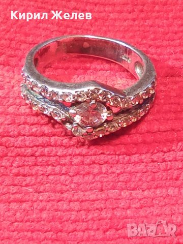 СТАР АНГЛИЙСКИ СКЪПОЦЕНЕН СРЕБЪРЕН АР НУВО ПРЪСТЕН СРЕБРО 925 с ФАСЕТИРАНИ ЦИРКОНИ 25836