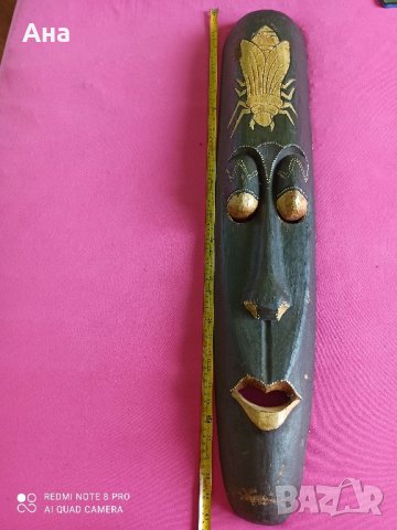 Голяма африканска дървена маска , снимка 6 - Статуетки - 41405742