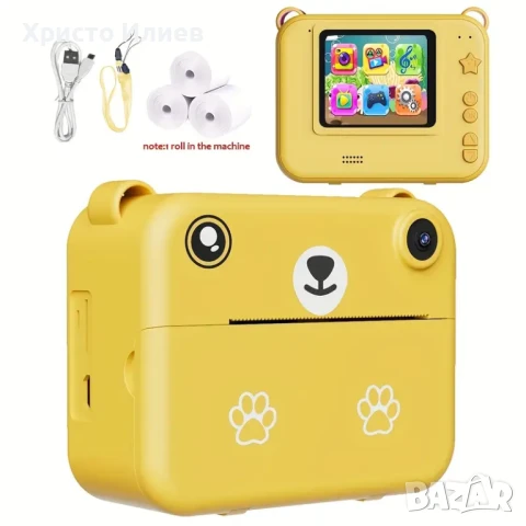 Детски фотоапарат с дисплей Моментално печатащ фотоапарат Розов Зелен Жълт Лилав, снимка 4 - Фотоапарати - 49674987