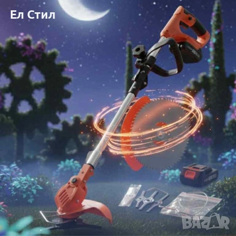 Телескопичен акумулаторен тример за трева 48V с две батерии – мощен, лек и без кабели, снимка 4 - Градинска техника - 53586559