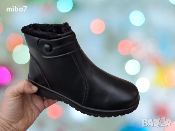  Дамски зимни боти с цип и топъл хастар в черно., снимка 2 - Дамски боти - 52695837
