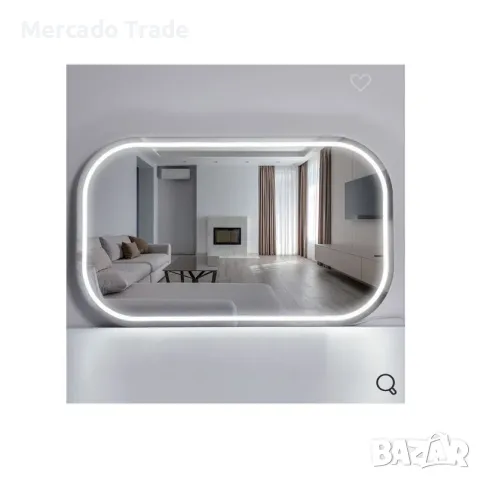 Декоративно огледало Mercado Trade, LED неонова рамка, Правоъгълно, Бяло
