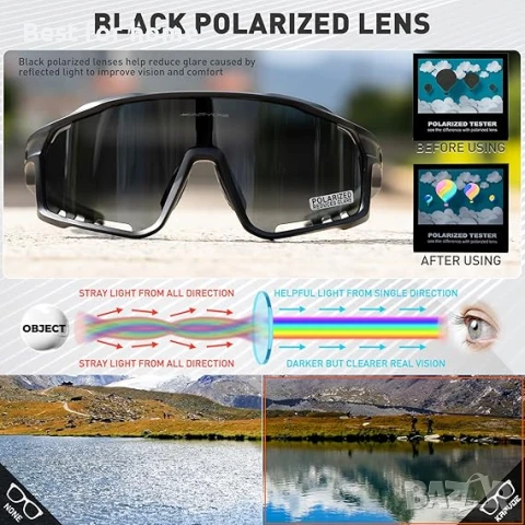 KAPVOE Поляризирани велосипедни очила,спортни слънчеви очила K76, снимка 3 - Аксесоари за велосипеди - 51138615