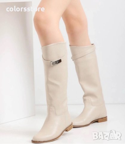 Равни ботуши - бежова кожа - НS22