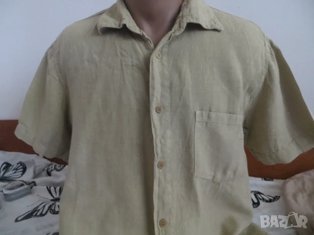 Мъжка риза с къс ръкав от лен Mexx, снимка 1