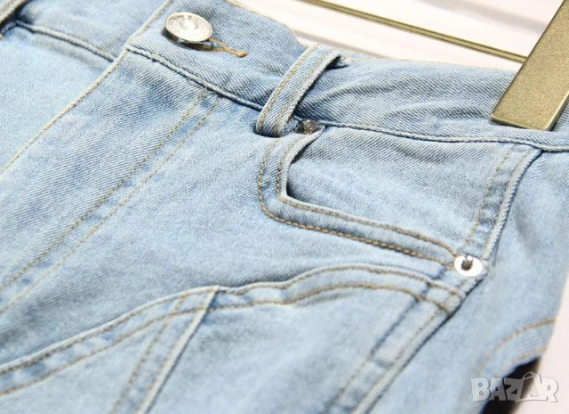 По Модел на MUGLER Модни Дамски Джинси Корейски Дънки с Висока Талия Пачуърк Вталени Разтегаем Модел, снимка 10 - Дънки - 53635706