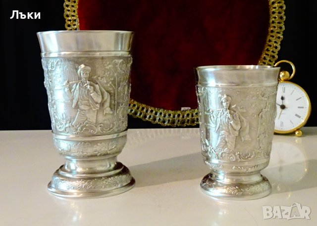 Бокал от калай с ловец и елени 10 см. , снимка 11 - Антикварни и старинни предмети - 41694858