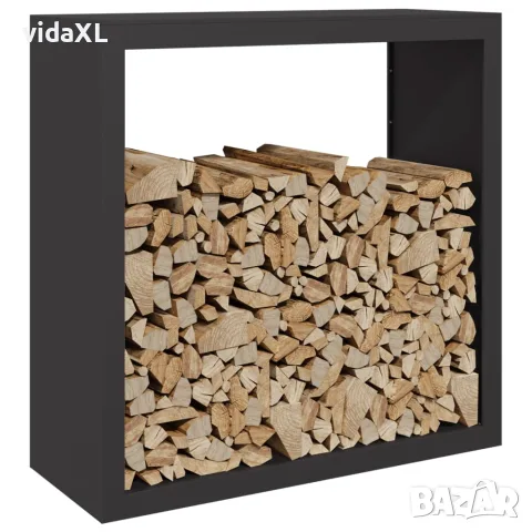 vidaXL Стойка за дърва, черна, 100x40x100 см, стомана, снимка 3 - Дърва за огрев - 56148204