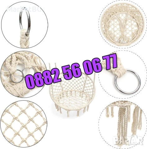 Висяща въжена люлка хамак, висяща градинска люлка, снимка 5 - Градински мебели, декорация  - 53241416