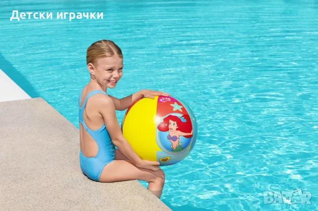 Надуваема плажна топка Bestway 51 см, издръжлив винил, Дисни принцеса, цветна, снимка 1
