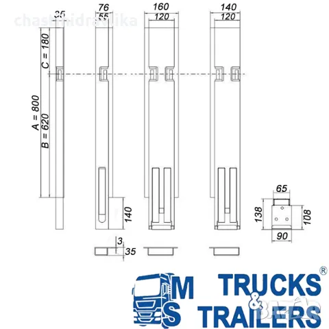 Предна лява колонка за каросерия H800 H800L79, снимка 2 - Части - 48600405