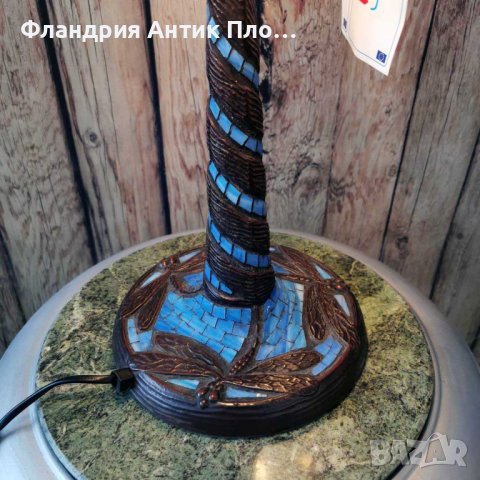 Голяма настолна лампа - Водно конче , синя , снимка 4 - Настолни лампи - 39997814