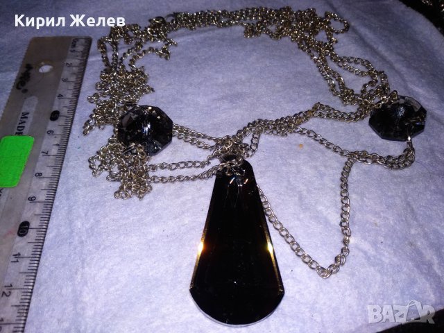 РАЗКОШНО КОЛИЕ ФЕШЪН ОГЪРЛИЦА БЛАГОРОДНА СТОМАНА с ФАСЕТИРАН ОПУШЕН КРИСТАЛ / КВАРЦ 37110, снимка 8 - Колиета, медальони, синджири - 41681958