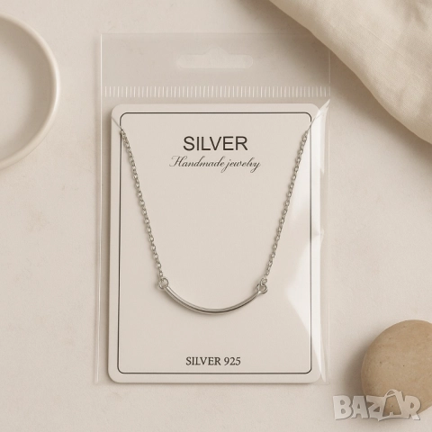 Минималистично сребърно колие – стил и издръжливост в едно, снимка 5 - Колиета, медальони, синджири - 51926480