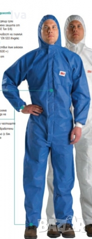 3M™ 4530 Защитен гащеризон син Protective coveralls type 5/6 XXL, снимка 3 - Селскостопанска техника - 36076905