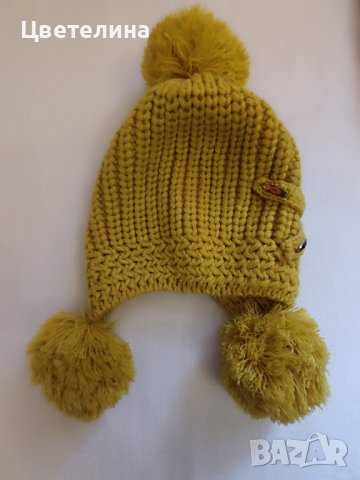 Зимна шапка цвят горчица в комплект с шал цена 18 лв., снимка 4 - Шапки - 42638626