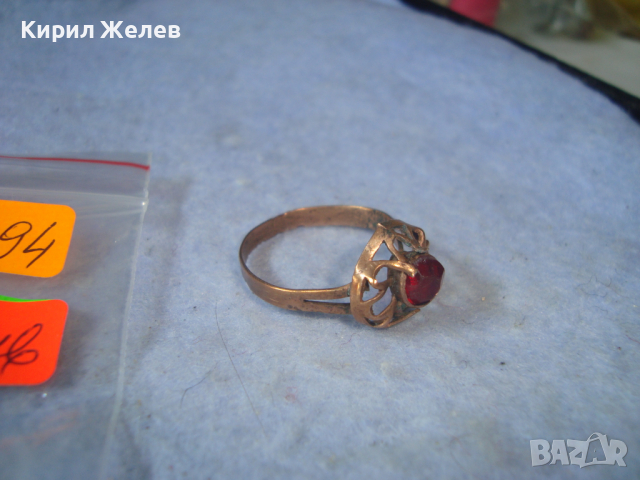 СТАРИНЕН МЕДЕН с ПОЗЛАТА СКЪПОЦЕНЕН РЕТРО ПРЪСТЕН с ГРАНАТ РЪЧНА МАЙСТОРСКА ИЗРАБОТКА 19694, снимка 7 - Антикварни и старинни предмети - 36421877