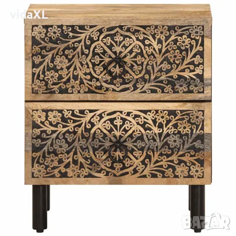 vidaXL Нощни шкафчета, 2 бр, 40x33x46 см, манго масив, снимка 5 - Шкафове - 56147316