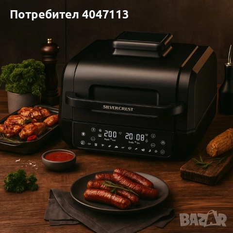 Уред 2 в 1 SilverCrest Air Fryer with Grill – хрупкаво, вкусно и без мазнина, снимка 5 - Съдове за готвене - 51815687