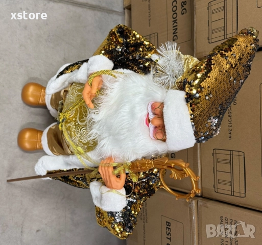 Луксозна коледна фигура Дядо Коледа в златно - 90 см, снимка 5 - Декорация за дома - 52728199