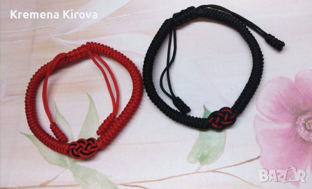 Гривни за двойки. С възела на късмета. Идея за подарък., снимка 2 - Гривни - 41159216