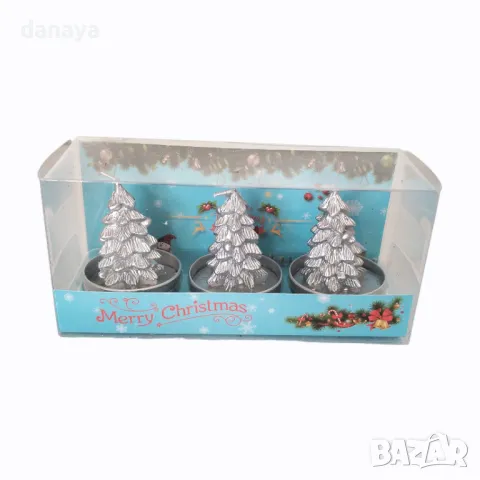 5315 Комплект коледни свещи Елхички, 3 броя, снимка 4 - Декорация за дома - 47535438