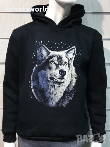Нов мъжки суичър с дигитален печат Вълк - Звезди, Серия вълци, снимка 3 - Суичъри - 38906774