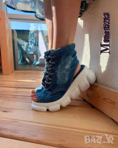 сандали деним на платформа , снимка 6 - Сандали - 51004278