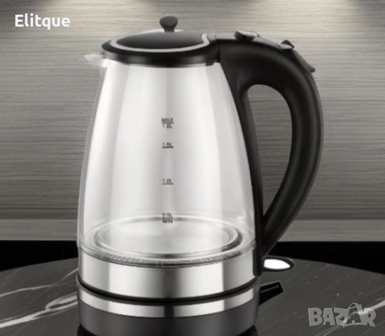 Електрическа кана Rosberg, 1800W, 1.8 л, стъклена, Черен, 2 ГОДИНИ ГАРАНЦИЯ, снимка 2 - Други - 52888929