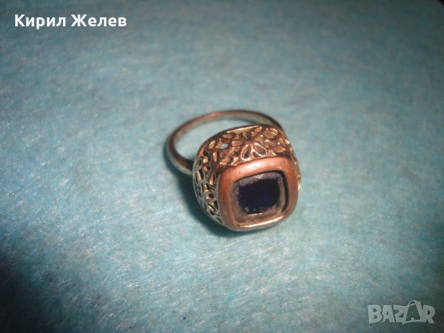СТАРИНЕН МЕДЕН ПОЗЛАТЕН СКЪПОЦЕНЕН ПРЪСТЕН ЮВЕЛИРНА МАЙСТОРСКА ИЗРАБОТКА с ЧЕРЕН ОНИКС УНИКАТ 26803, снимка 10 - Антикварни и старинни предмети - 34831040