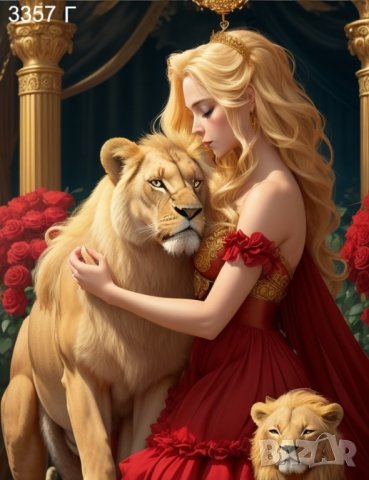  Златна роза и Кралски лъв  - диамантен гоблен, снимка 3 - Гоблени - 42302056