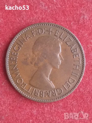 1 пени 1953 г. Великобритания., снимка 2 - Нумизматика и бонистика - 55737854