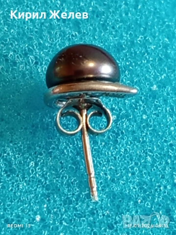 Сребърна обеца с Перла винтидж стил майсторска изработка 52811, снимка 5 - Обеци - 53059945