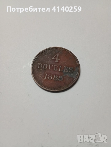 ОСТРОВ ГЪРНЗИ МОНЕТА 4 ДУБЪЛА 1885 Г , снимка 3 - Нумизматика и бонистика - 52730402