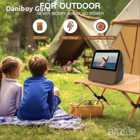 Портативен Мини преносим с батерия телевизор, 7 инча, DVB-T2 DAB+ FM H.265, , снимка 7 - Телевизори - 49468173