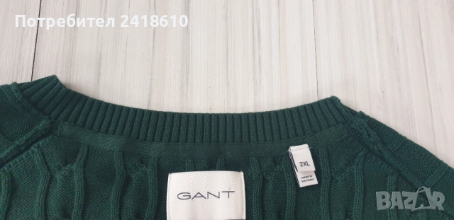 Gant  Cable Cotton / Knit Mens Size 2XL ОРИГИНАЛ! Мъжки Пуловер!, снимка 3 - Пуловери - 52672539