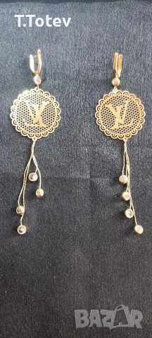 Златни дамски обеци Louis Vuitton - 8.7гр 14к , снимка 4 - Обеци - 53451097