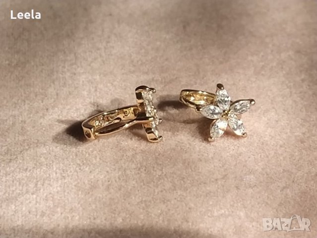 Позлатени обеци 14К злато, снимка 8 - Обеци - 35691520