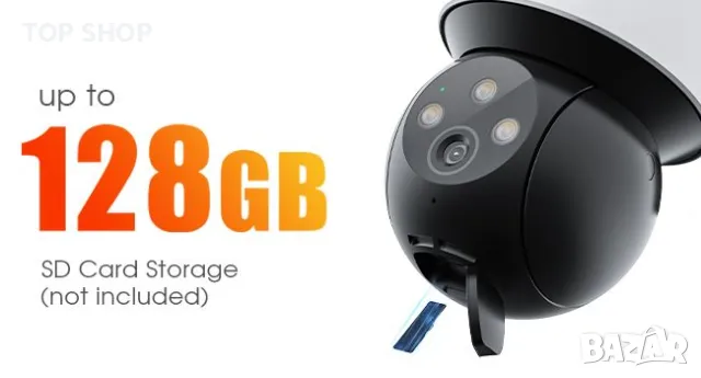 Topcony PTZ 2K 360° охранителна камера на открито, снимка 6 - IP камери - 49427464