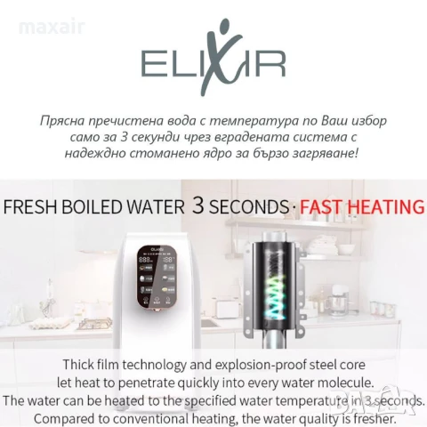 Диспенсър за пречистване и затопляне на вода с обратна осмоза и минерално обогатяване ELIXIR*, снимка 8 - Други - 50495824