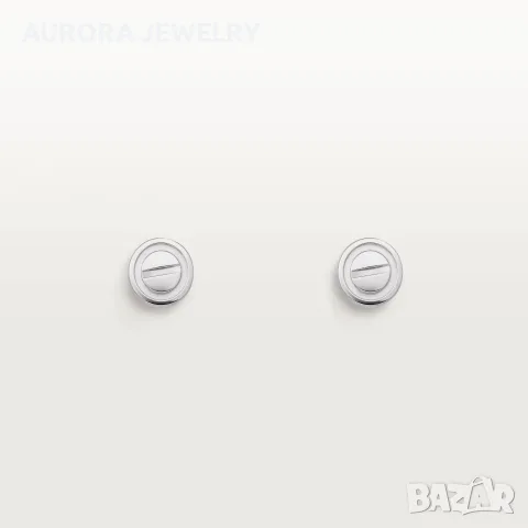 CARTIER Love White Gold Stud Дамски Обеци, снимка 3 - Обеци - 56307574