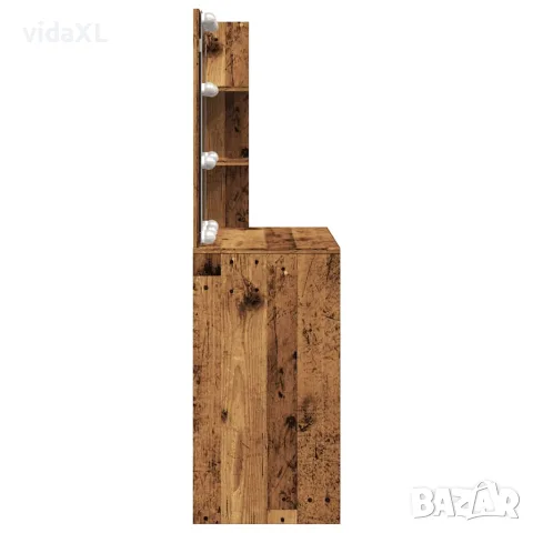 vidaXL Тоалетка с LED осветление, старо дърво, 60x40x140 см, снимка 8 - Тоалетки - 56148322